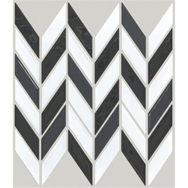 GEOSCAPES CHEVRON in Black/White Blend  Tile