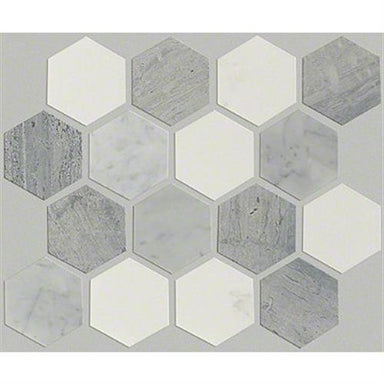 ESTATE HEXAGON MOSAIC in Bianco C Blue G Thas  Tile
