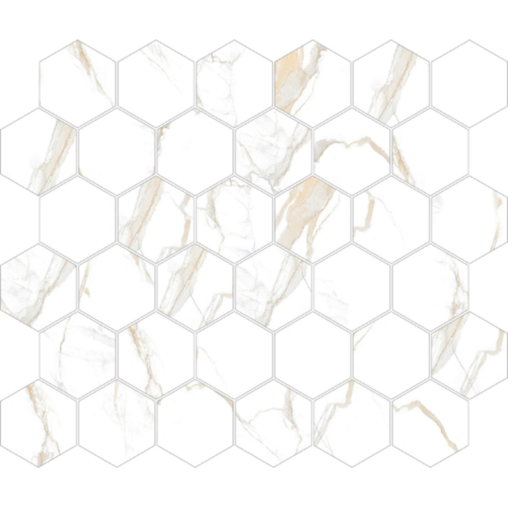 Mosaic Calacatta - Hexagon in Gold Tile