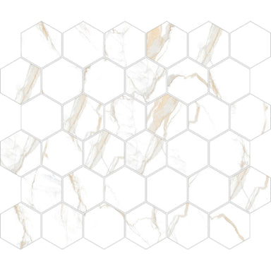 Mosaic Calacatta - Hexagon in Gold Tile