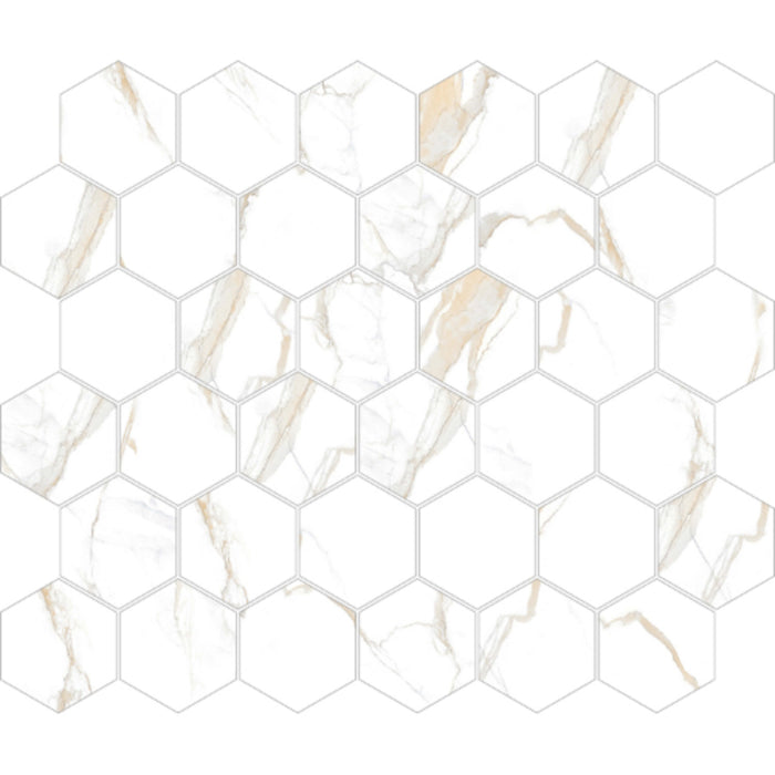 Mosaic Calacatta - Hexagon in Gold Tile