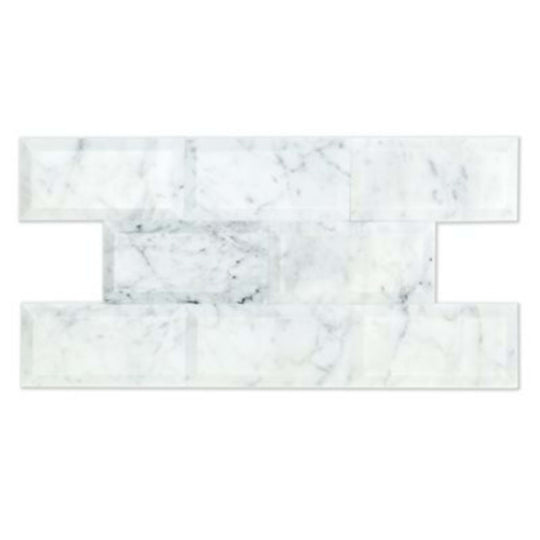 White Carrara in Beveled White Carrara 3x6 Polished