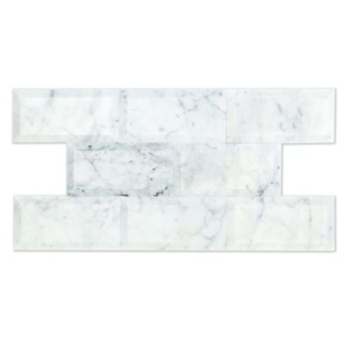 White Carrara in Beveled White Carrara 3x6 Polished Natural Stone