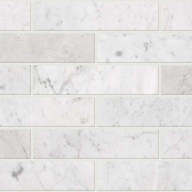 CHATEAU 2X8 BRICK in Bianco Carrara Tile