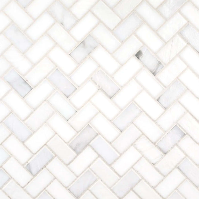 5/8" Herringbone Blend Mosaic in Neko Glass Tile