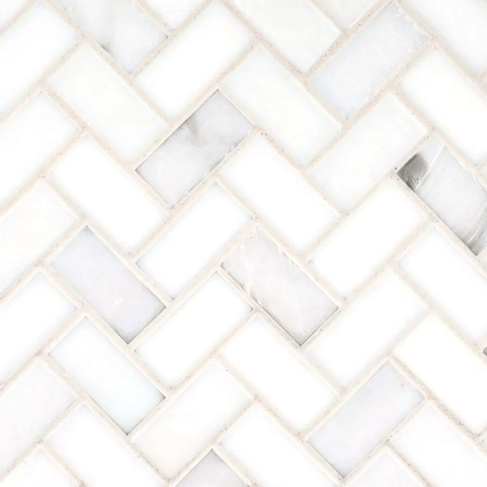 5/8" Herringbone Border Blend Mosaic in Neko Glass Tile