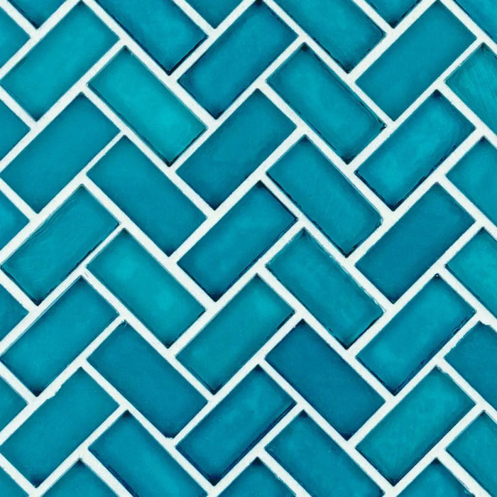 5/8" Herringbone Border Mosaic in Kotor Glass Tile