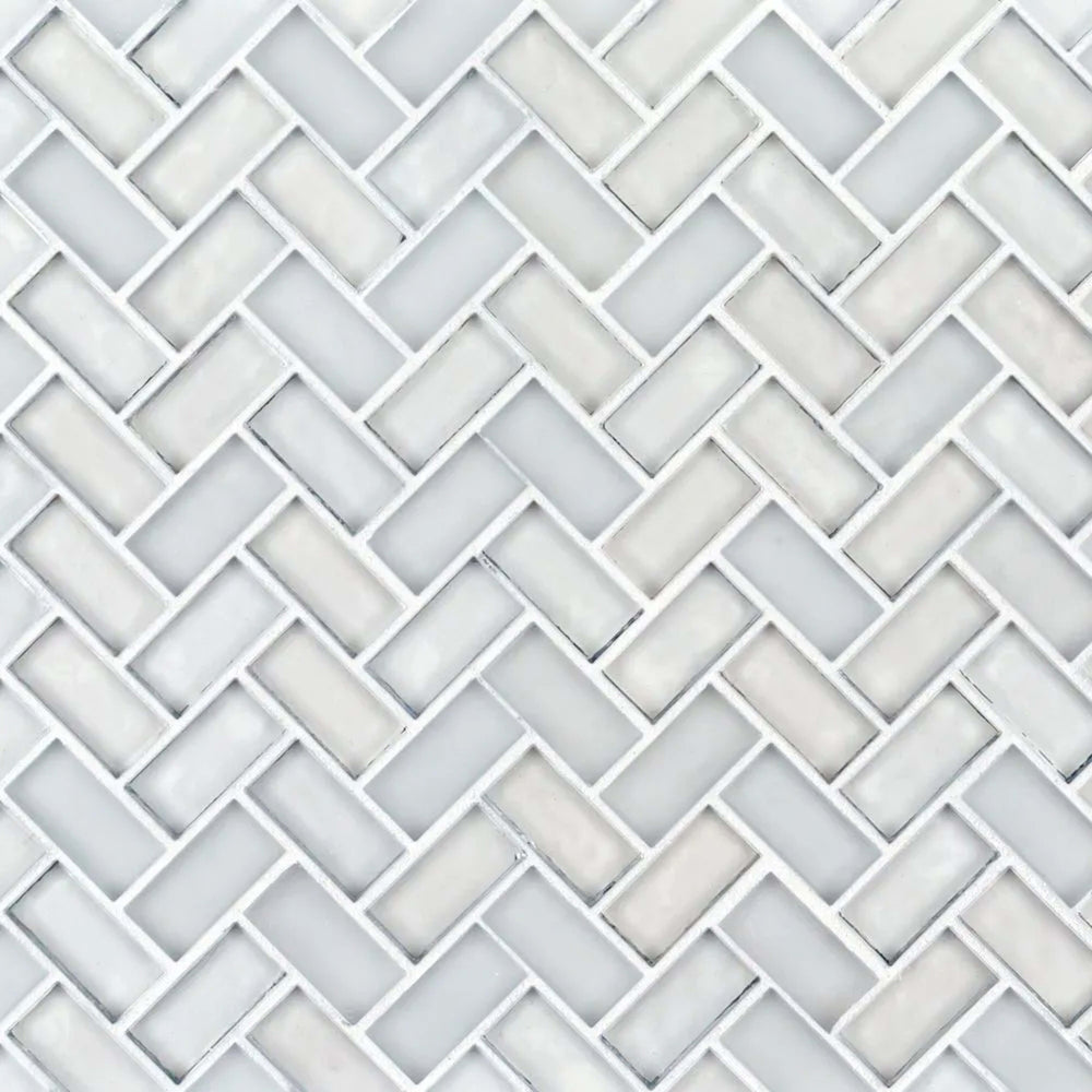 5/8" Herringbone Mosaic in Auckland Glass Tile