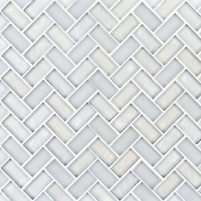 5/8" Herringbone Mosaic in Auckland Glass Tile