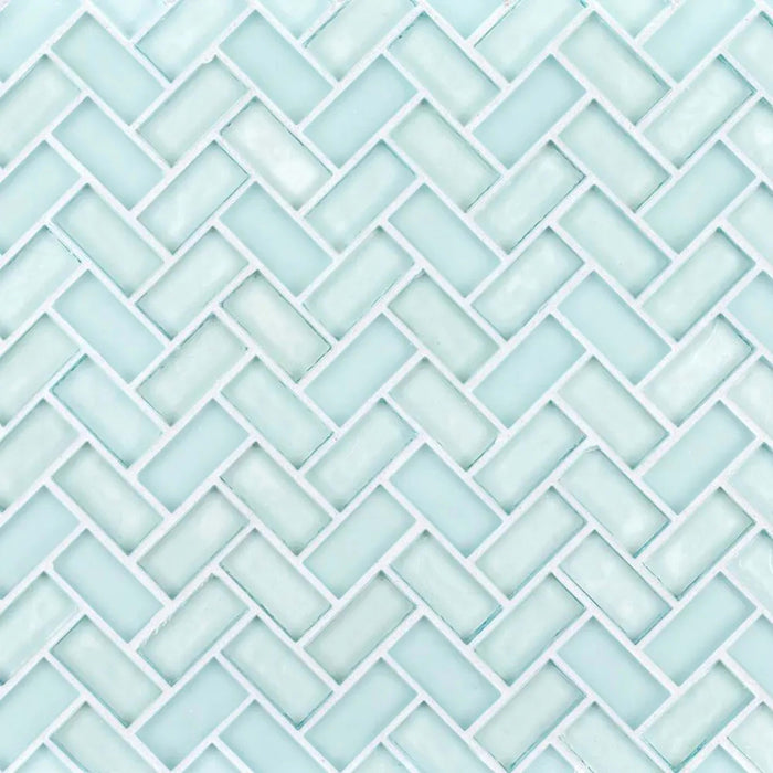5/8" Herringbone Mosaic in Mo'Orea Glass Tile