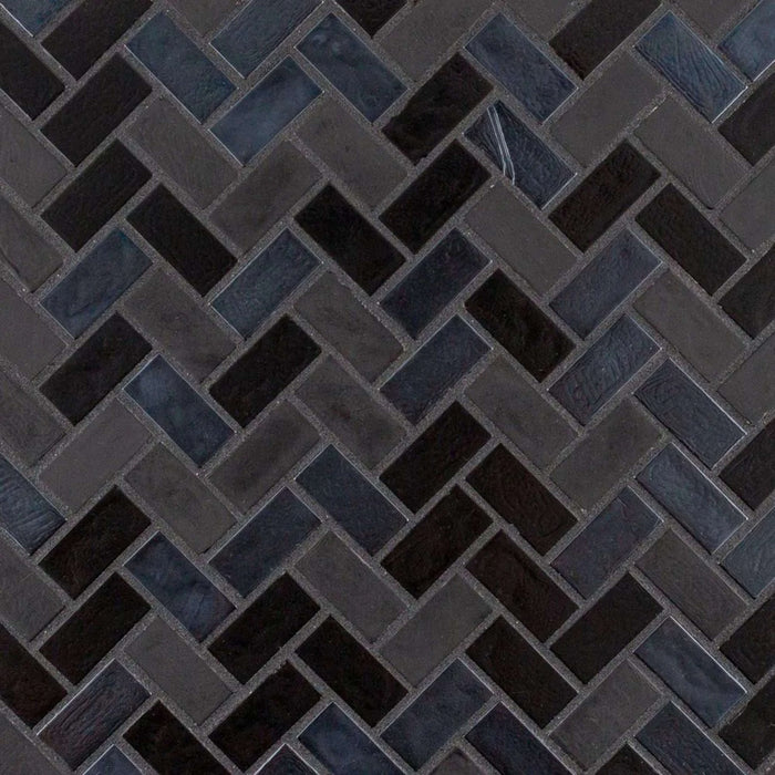 5/8" Herringbone Mosaic in Waimea Glass Tile