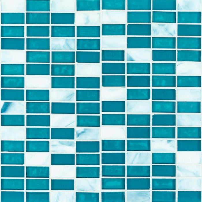 5/8" Stack Brick Blend Mosaic in Kotor Glass Tile