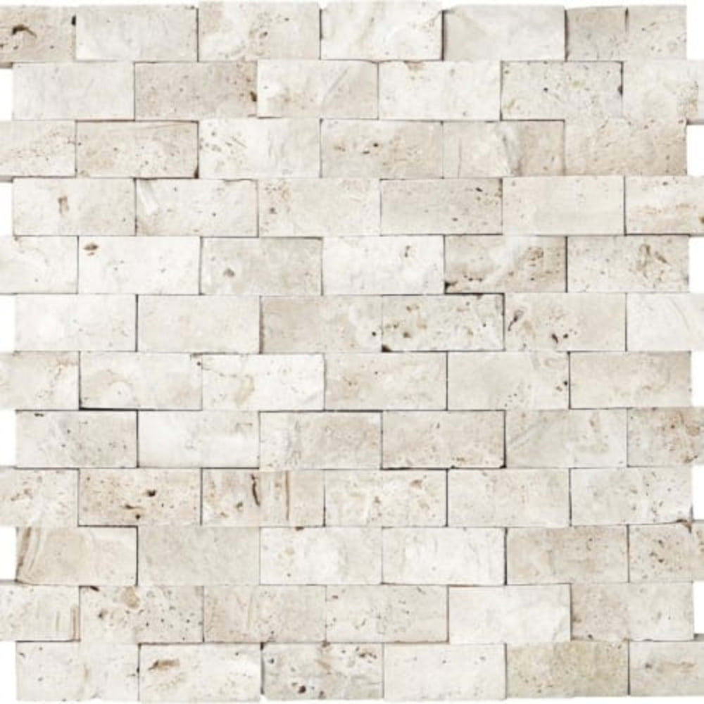 Ivory Travertine in 1x2 In Split Face Mosaics Natural Stone