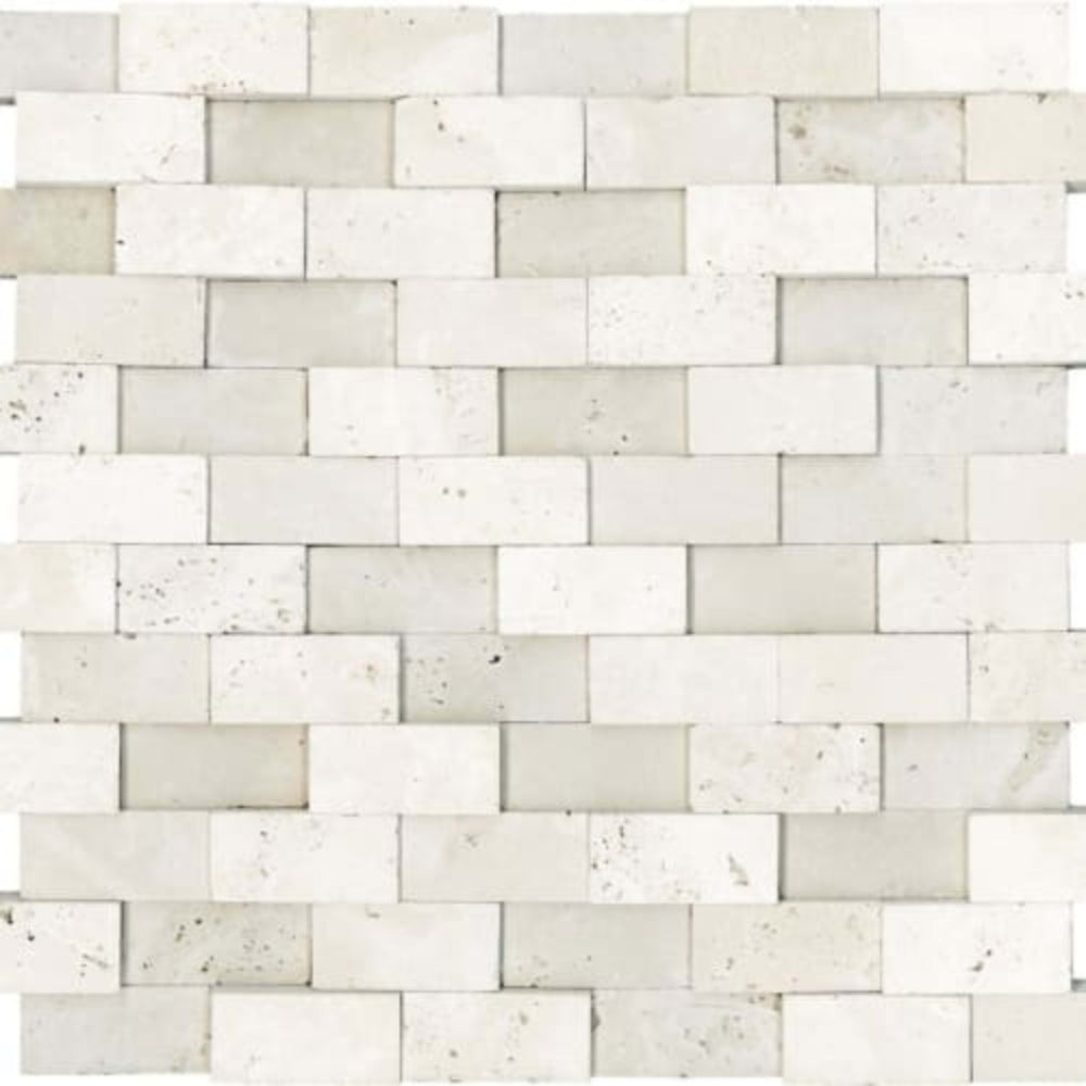 Ivory Travertine in 1x2 In Honed Cubics Mosaics Natural Stone