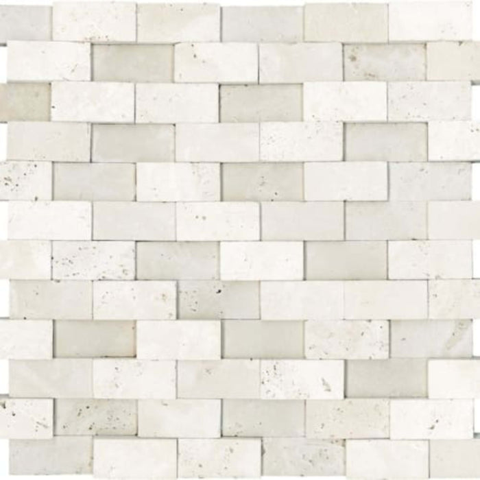 Ivory Travertine in 1x2 In Honed Cubics Mosaics Natural Stone