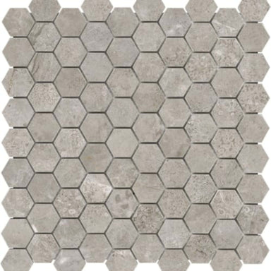 Ritz Gray in 1.25x1.25 In Hexagon Polished Natural Stone