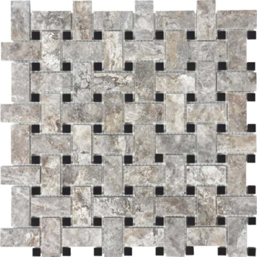 Silver Ash in Basketweave Honed Crosscut Natural Stone