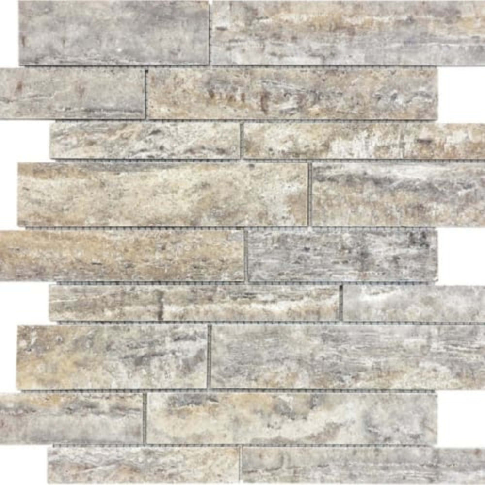 Silver Ash in Random Strip Polished Veincut Natural Stone