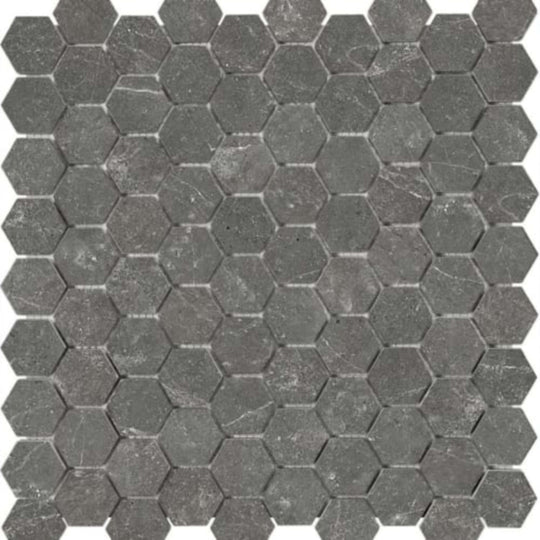 Stark Carbon in 1.25x1.25 Hexagon Polished Mosaics