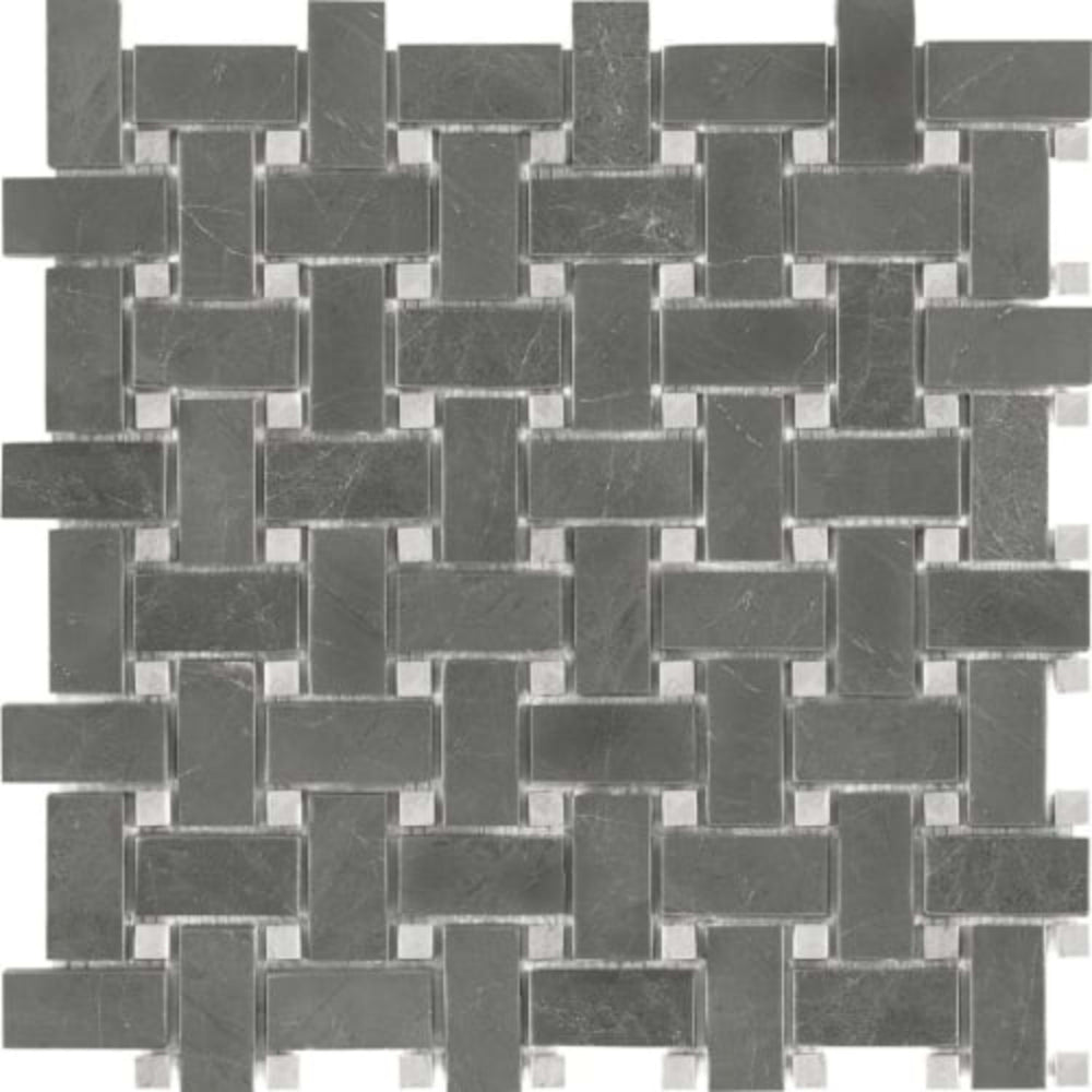 Stark Carbon in Basketweave Polished Mosaics Natural Stone