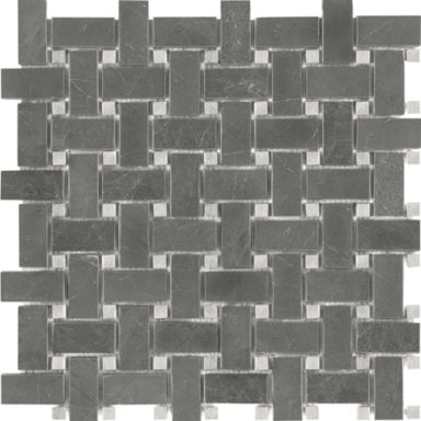 Stark Carbon in Basketweave Polished Mosaics Natural Stone