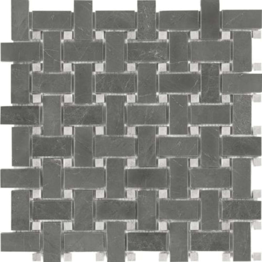 Stark Carbon in Basketweave Polished Mosaics