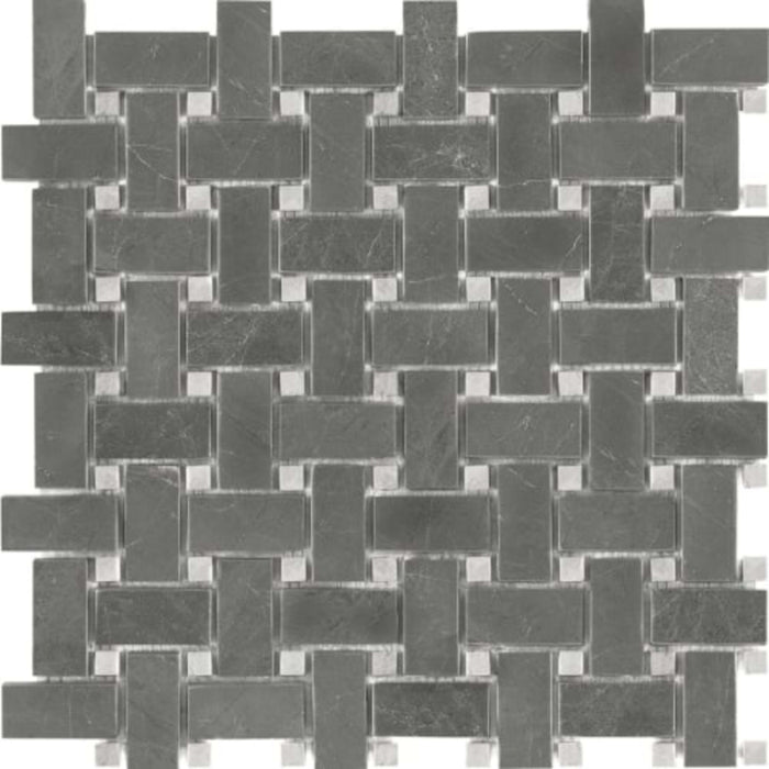 Stark Carbon in Basketweave Polished Mosaics Natural Stone