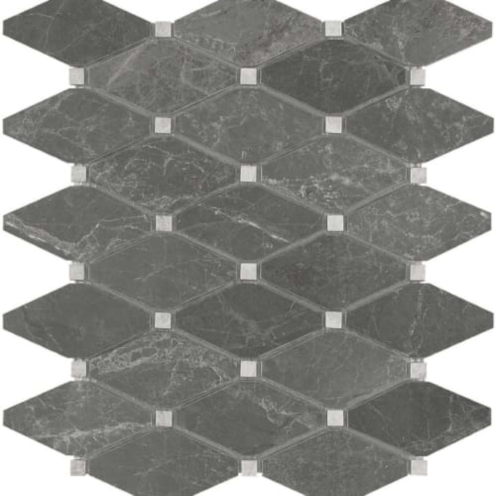 Stark Carbon in Clipped Diamond Polished Mosaics Natural Stone