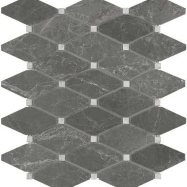 Stark Carbon in Clipped Diamond Polished Mosaics Natural Stone