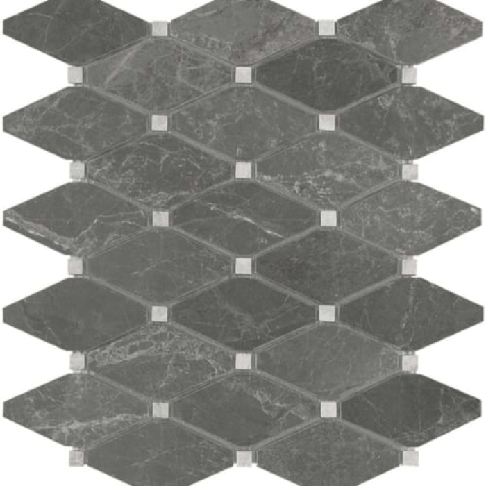 Stark Carbon in Clipped Diamond Polished Mosaics Natural Stone