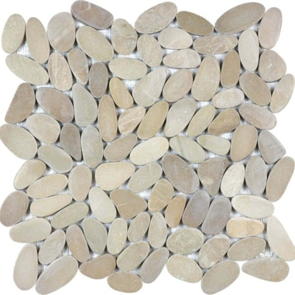 Zen in Driftwood Tan Flat Pebbles Natural Stone