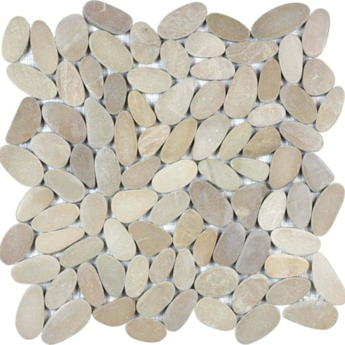 Zen in Driftwood Tan Flat Pebbles Natural Stone