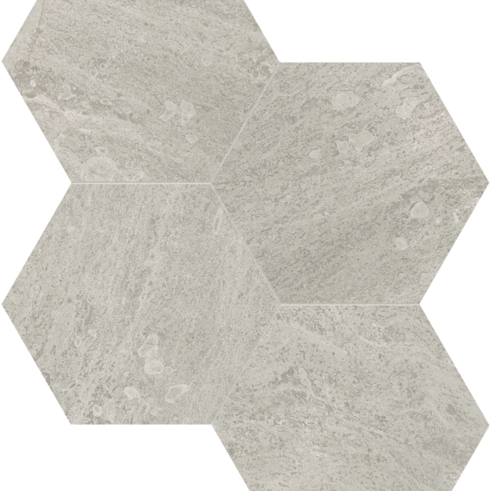 Anciano Grigio in Hexagon Mosaic 6in Honed Natural Stone