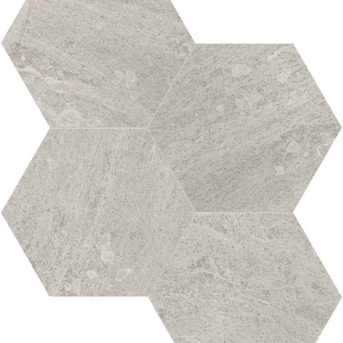 Anciano Grigio in Hexagon Mosaic 6in Honed Natural Stone