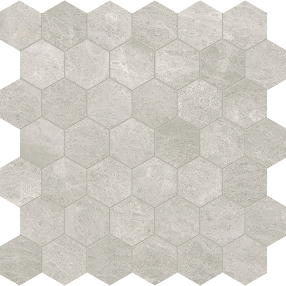 Anciano Grigio in Hexagon Mosaic 2in Honed Natural Stone