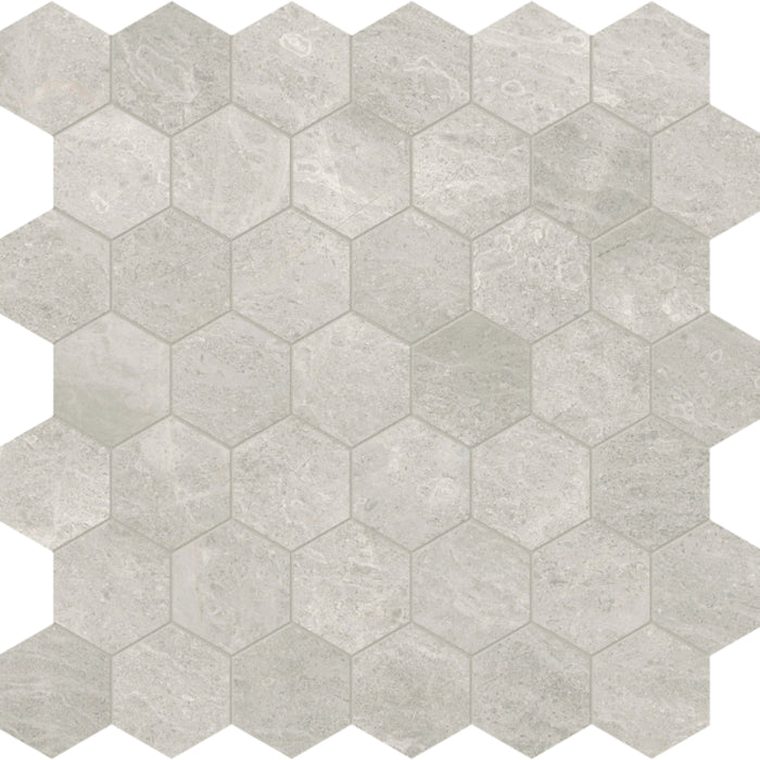Anciano Grigio in Hexagon Mosaic 2in Honed Natural Stone