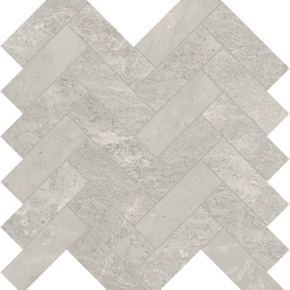 Anciano Grigio in Herringbone Mosaic Honed Natural Stone