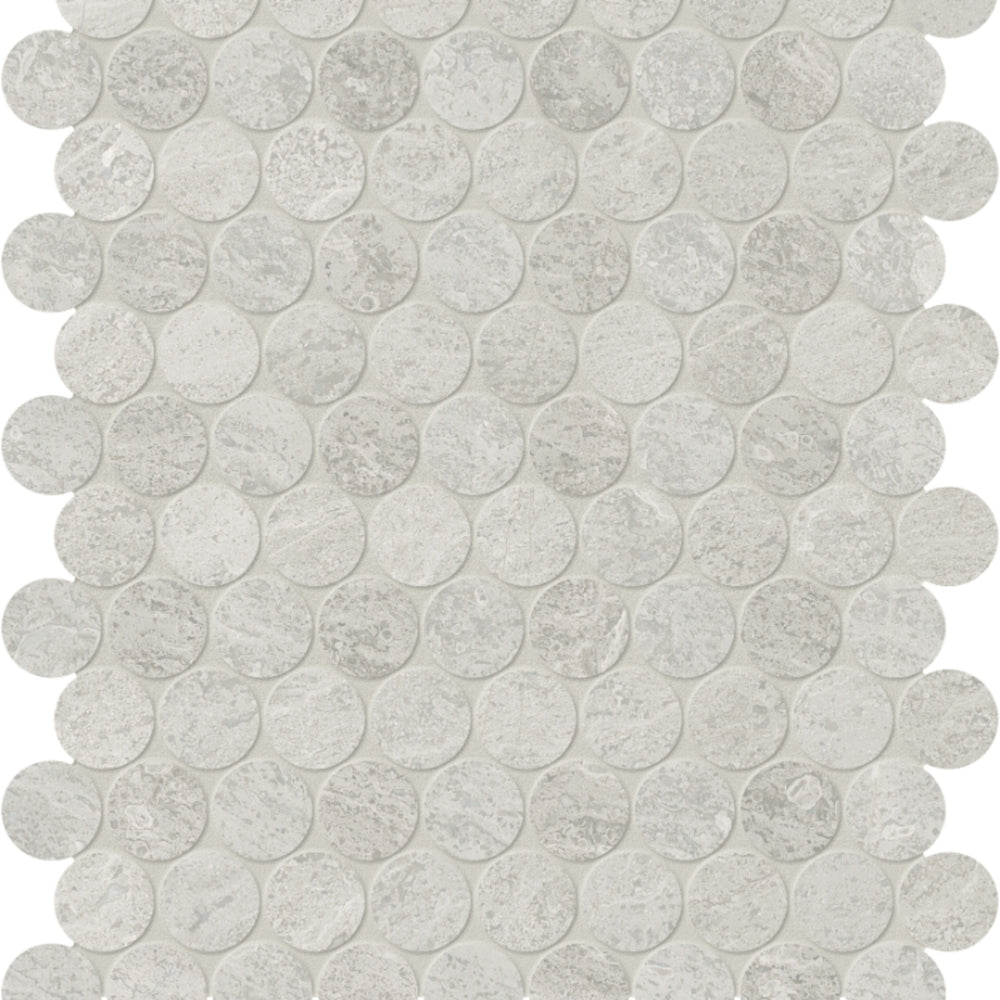 Anciano Grigio in Penny Round Mosaic Honed Natural Stone