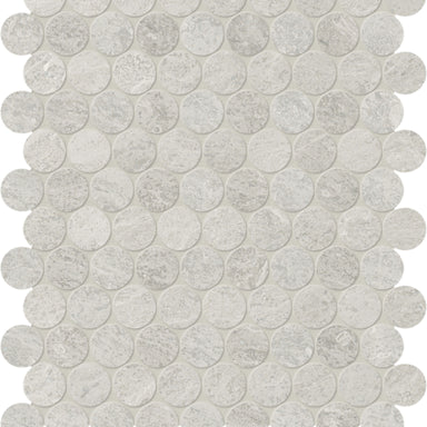 Anciano Grigio in Penny Round Mosaic Honed Natural Stone