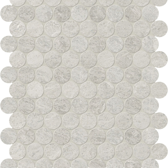 Anciano Grigio in Penny Round Mosaic Honed