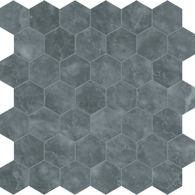 Aqua Intenso in Hexagon Mosaic Brushed Natural Stone