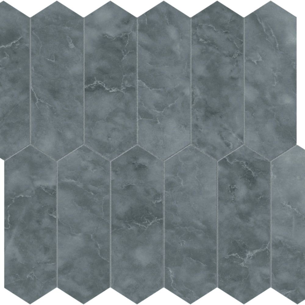 Aqua Intenso in Picket Mosaic Brushed Natural Stone