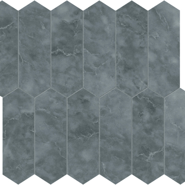 Aqua Intenso in Picket Mosaic Brushed Natural Stone