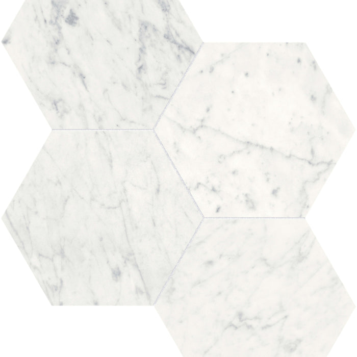 Eterna Bianco in Hexagon Mosaic 6in Honed Natural Stone