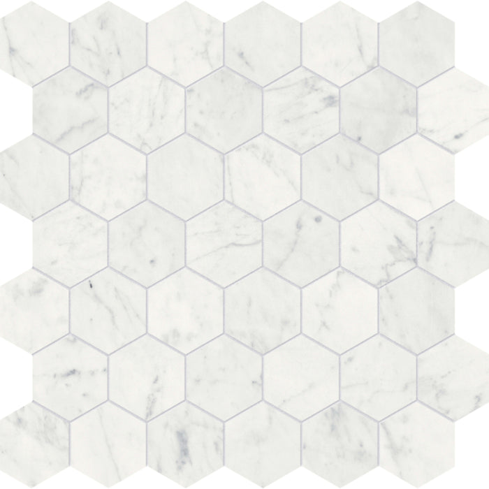 Eterna Bianco in Hexagon Mosaic 2in Polished Natural Stone