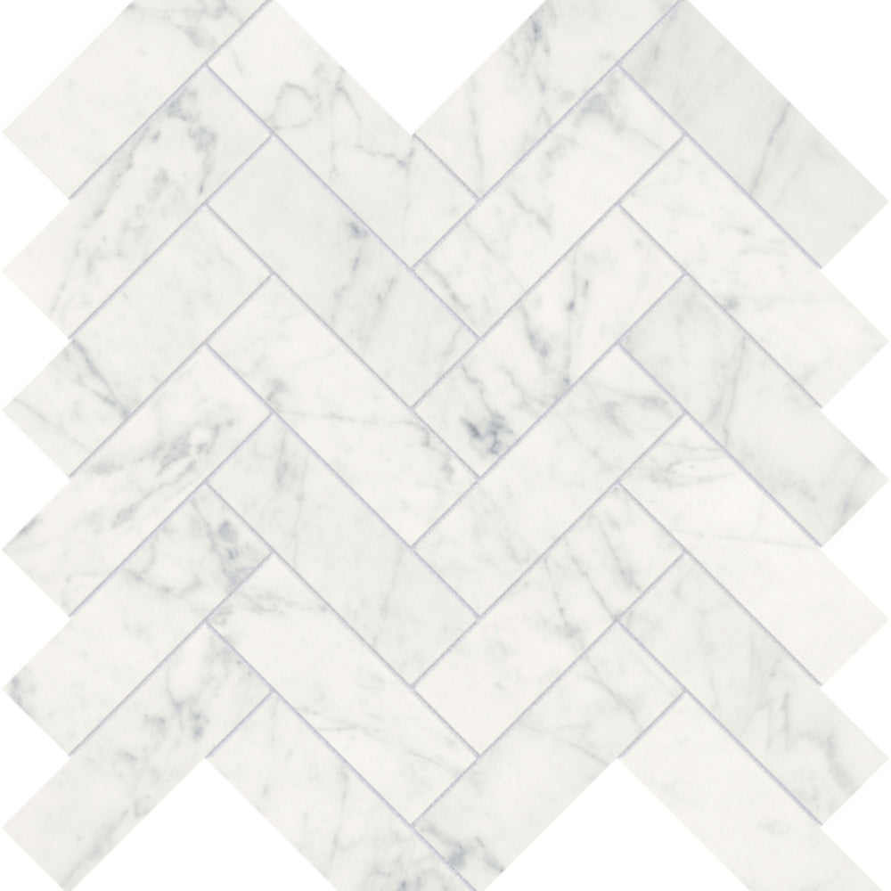 Eterna Bianco in Herringbone Mosaic Honed Natural Stone