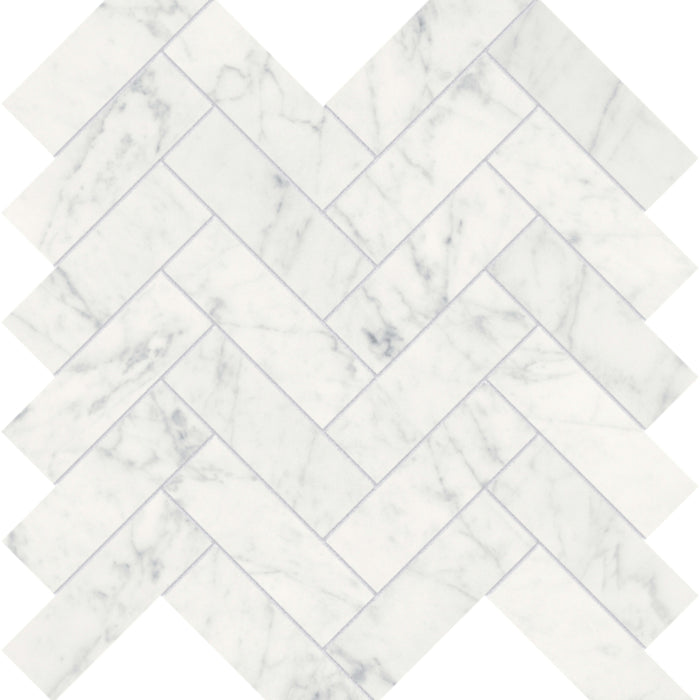 Eterna Bianco in Herringbone Mosaic Honed Natural Stone