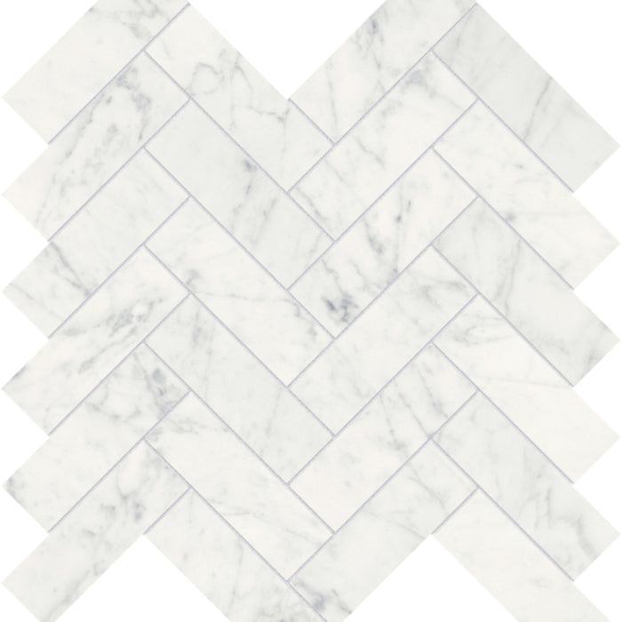 Eterna Bianco in Herringbone Mosaic Polished Natural Stone