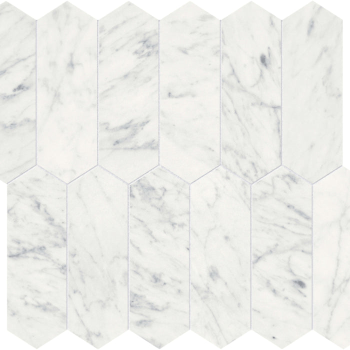 Eterna Bianco in Picket Mosaic 2x6 Polished Natural Stone