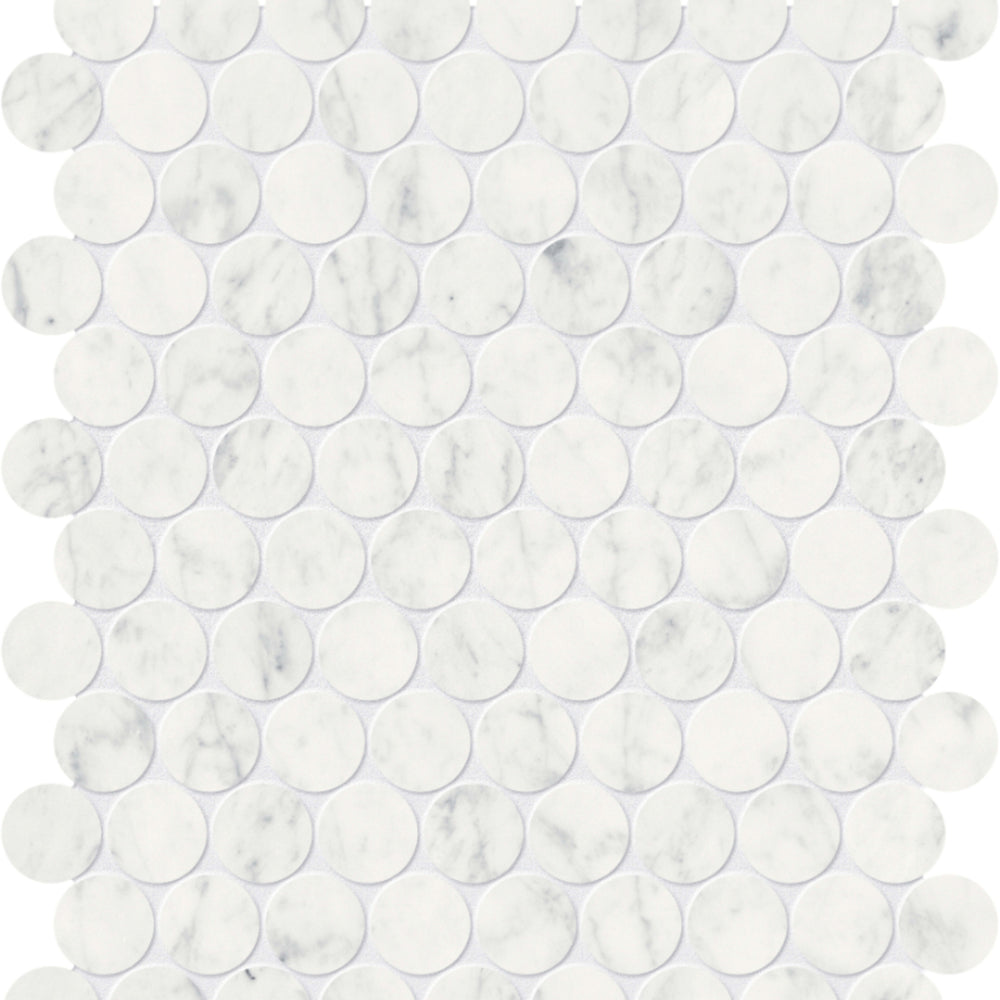 Eterna Bianco in Penny Round Mosaic Honed Natural Stone